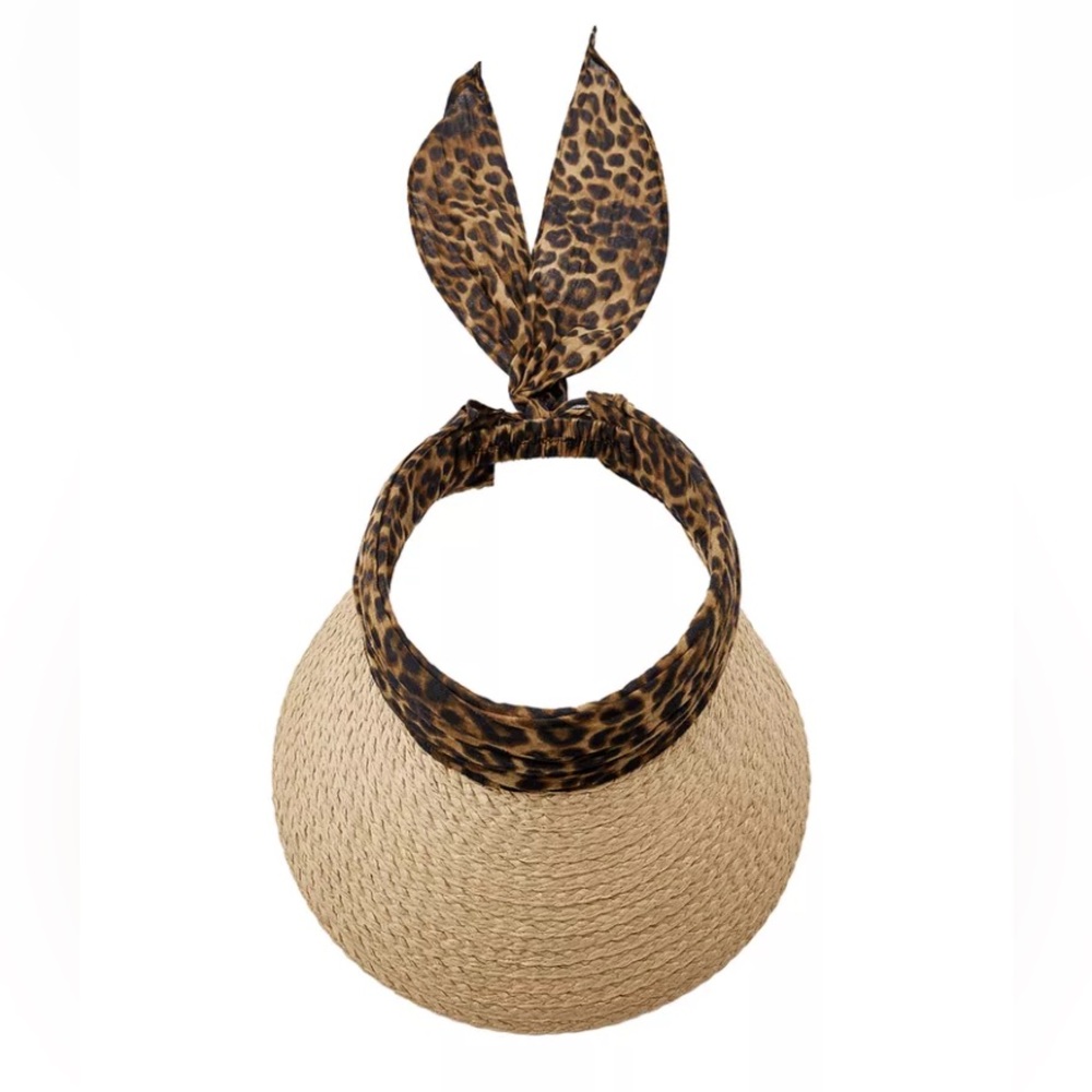Zara NWT Raffia Animal Print scarf Sun Visor 0653/231/051